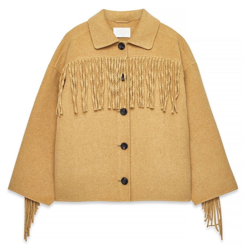 NA-KD Fringe Detail Wool Blend Jacket - NWT